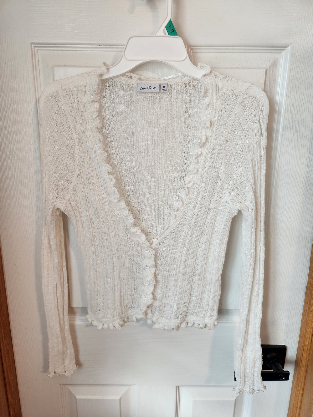 Lovesick White Ruffle-Trim Lightweight Cardigan